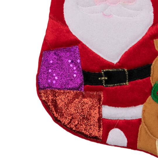 20.5" Santa Claus, Reindeer & Glitter Presents Christmas Stocking